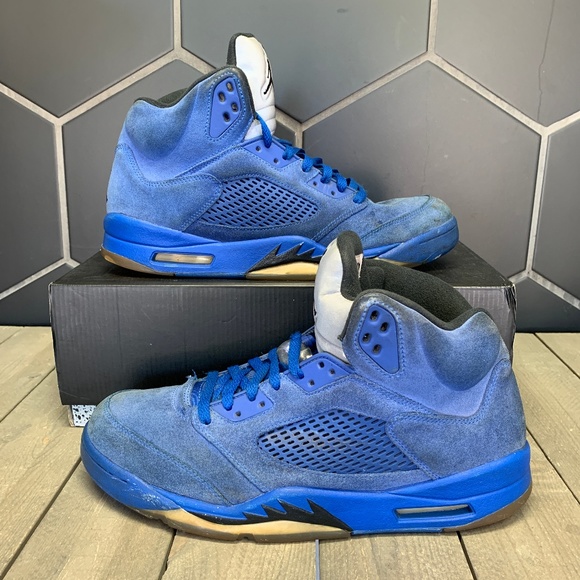 Jordan Other - Air Jordan 5 Blue Suede Sneakers Size 12